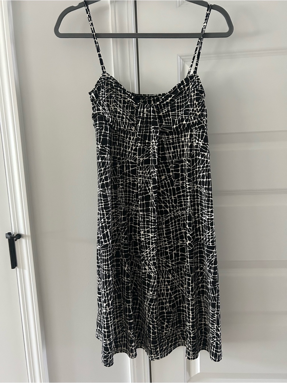 Ann Taylor Black and White Midi Spaghetti Strap Dress